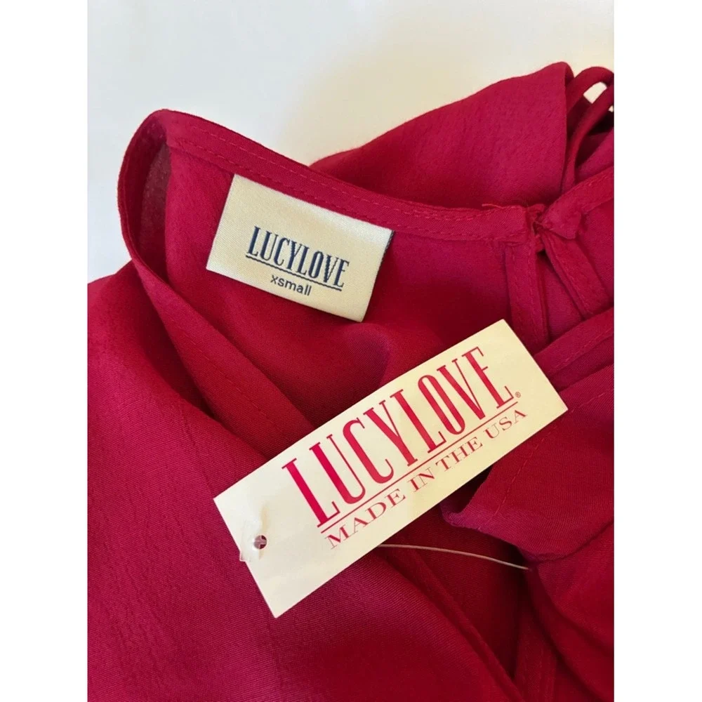 New LUCY LOVE Made in USA Brick Red‎ XS Short Romper with Attached Skirt Party
